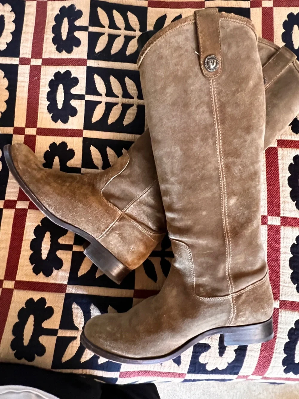 Frye Tall Suede Knee-High Boots in Taupe - Picture 1 of 5